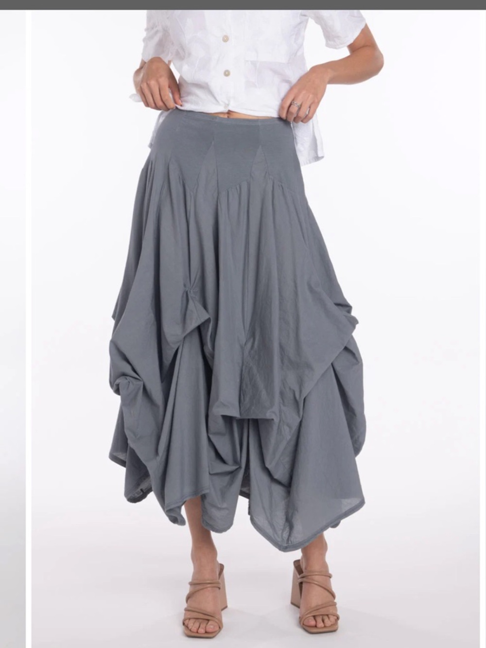 La Luz Gray Gathered Tulle Midi Skirt Size M - Picture 6 of 12